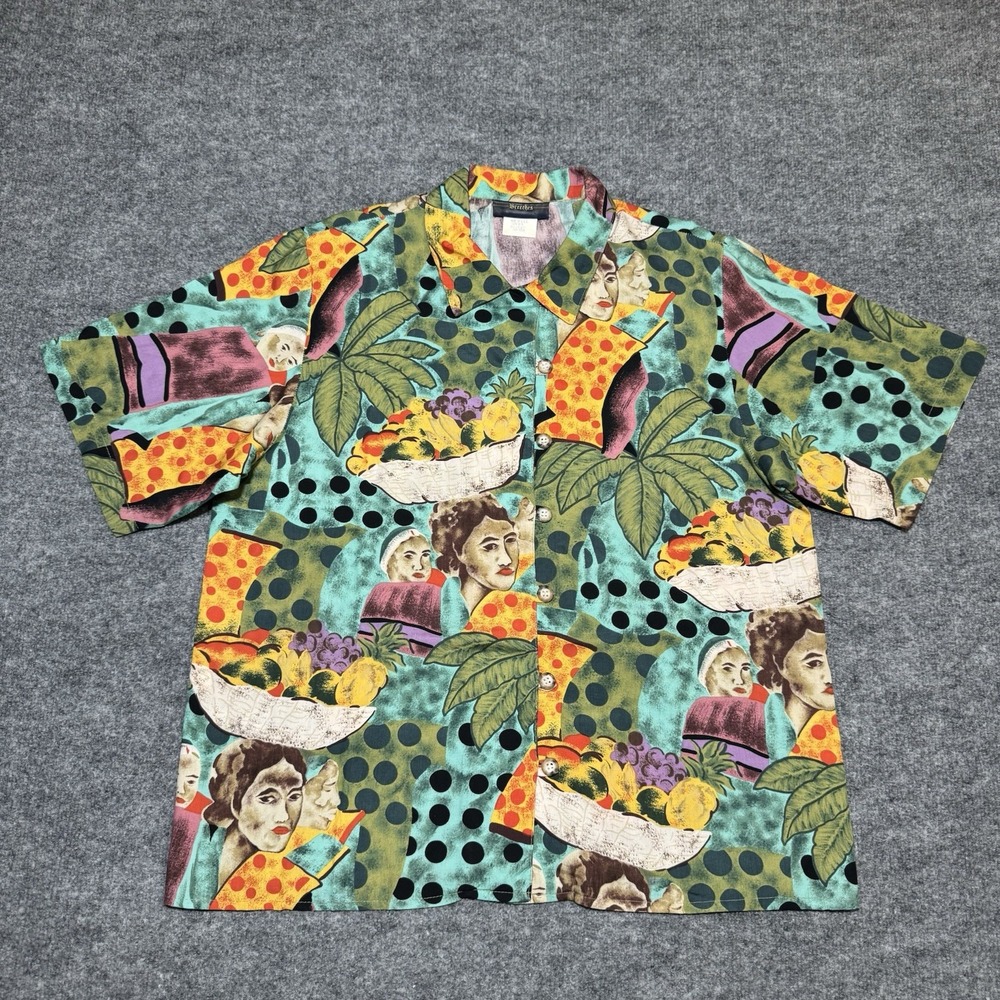 Vintage Colorful Floral Painting Button Up Breeches Made in USA Size 10 Hawaiian